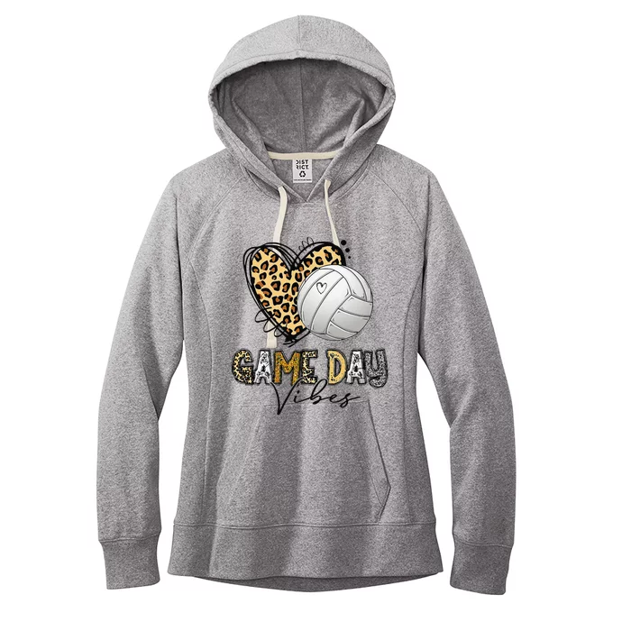 Bleached Volleyball Game Day Vibes Volleyball Mom Leopard Women's Fleece Hoodie