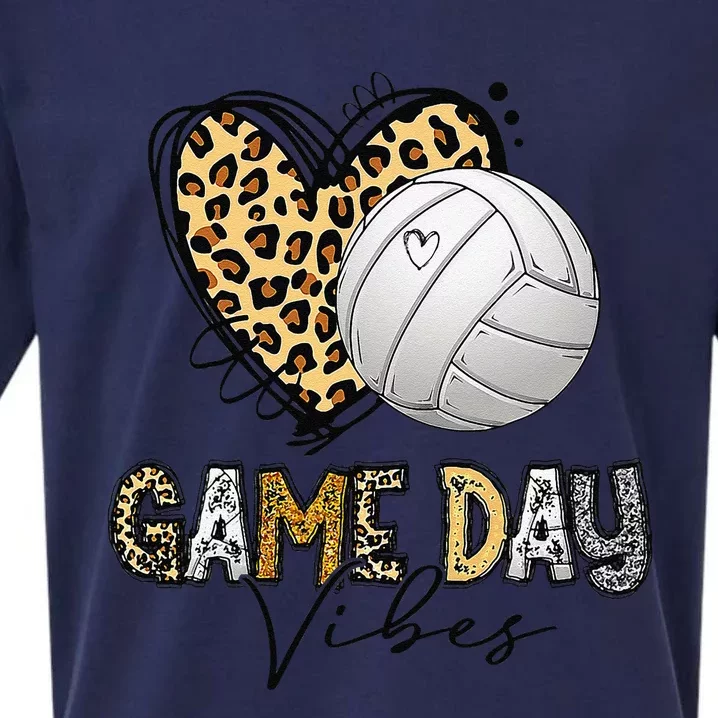 Bleached Volleyball Game Day Vibes Volleyball Mom Leopard Sueded Cloud Jersey T-Shirt