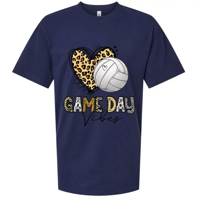 Bleached Volleyball Game Day Vibes Volleyball Mom Leopard Sueded Cloud Jersey T-Shirt