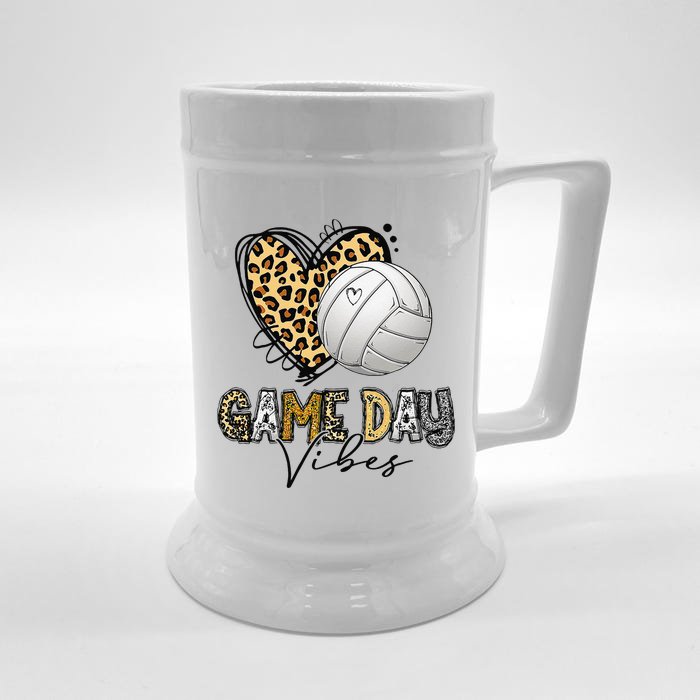 Bleached Volleyball Game Day Vibes Volleyball Mom Leopard Front & Back Beer Stein