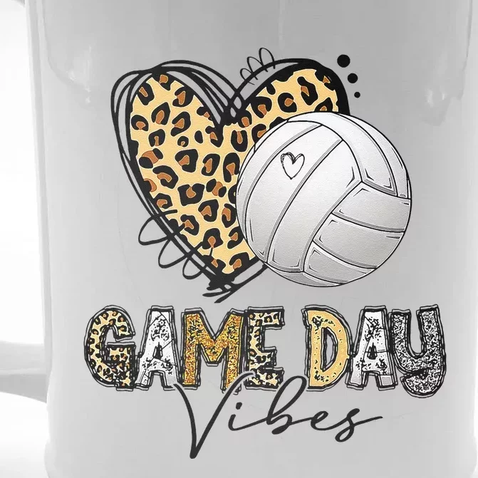 Bleached Volleyball Game Day Vibes Volleyball Mom Leopard Front & Back Beer Stein