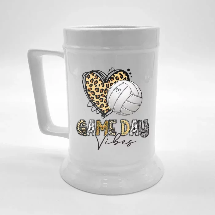 Bleached Volleyball Game Day Vibes Volleyball Mom Leopard Front & Back Beer Stein