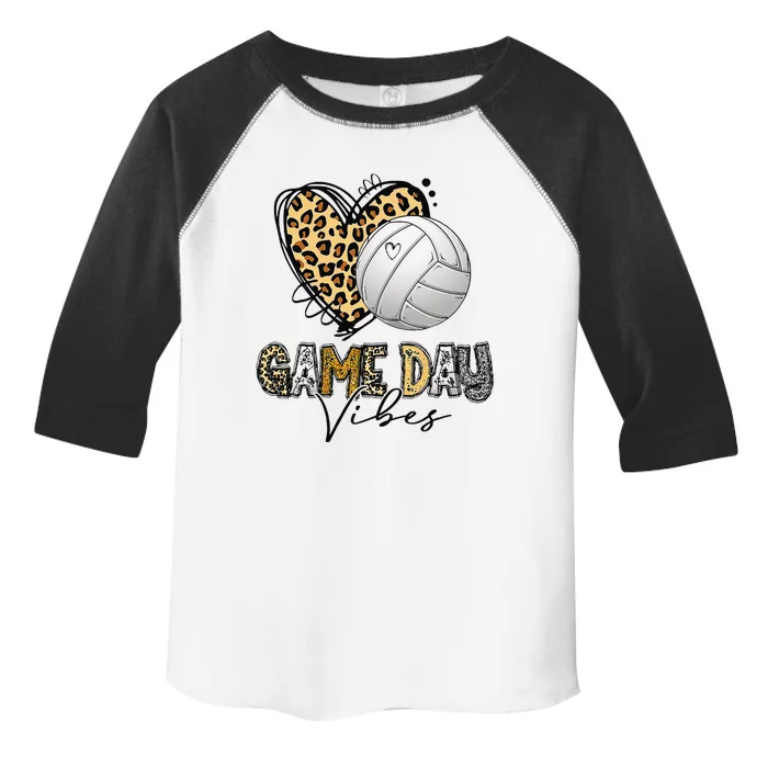 Bleached Volleyball Game Day Vibes Volleyball Mom Leopard Toddler Fine Jersey T-Shirt