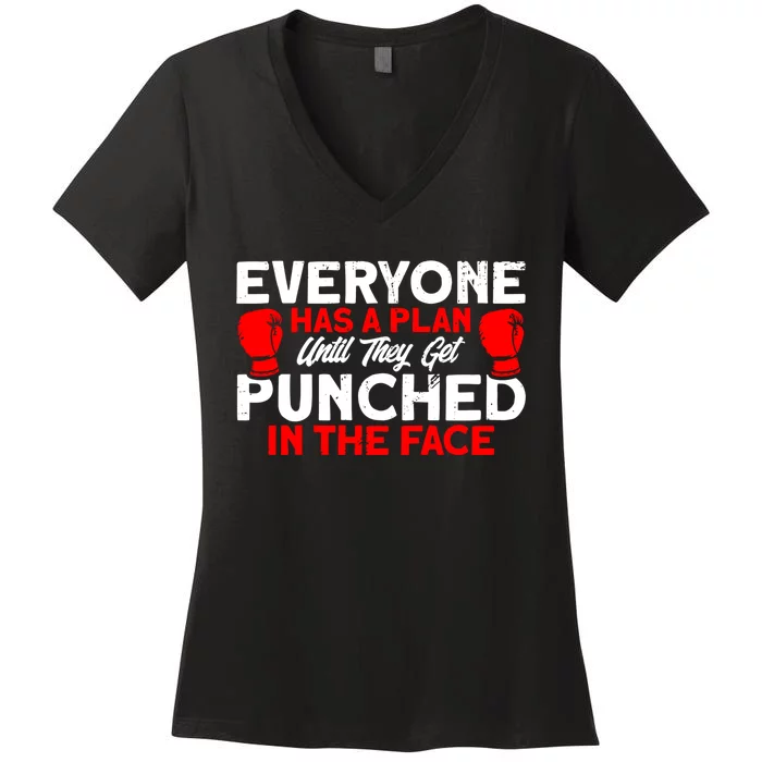 Boxing Vintage Get Punched In The Face Meaningful Gift Women's V-Neck T-Shirt