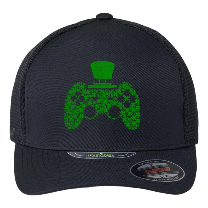 Boys Video Gamer Game Shamrock St Patricks Day Irish Cute Gift Flexfit Unipanel Trucker Cap