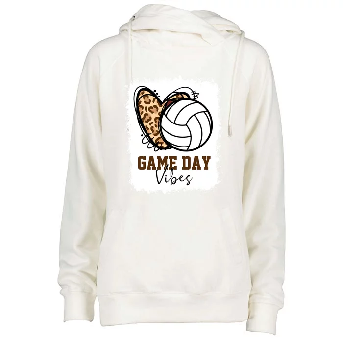 Bleached Volleyball Game Day Vibes Volleyball Mom Christmas Gift Womens Funnel Neck Pullover Hood