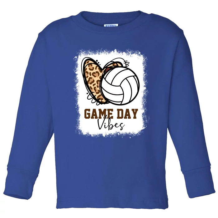 Bleached Volleyball Game Day Vibes Volleyball Mom Christmas Gift Toddler Long Sleeve Shirt