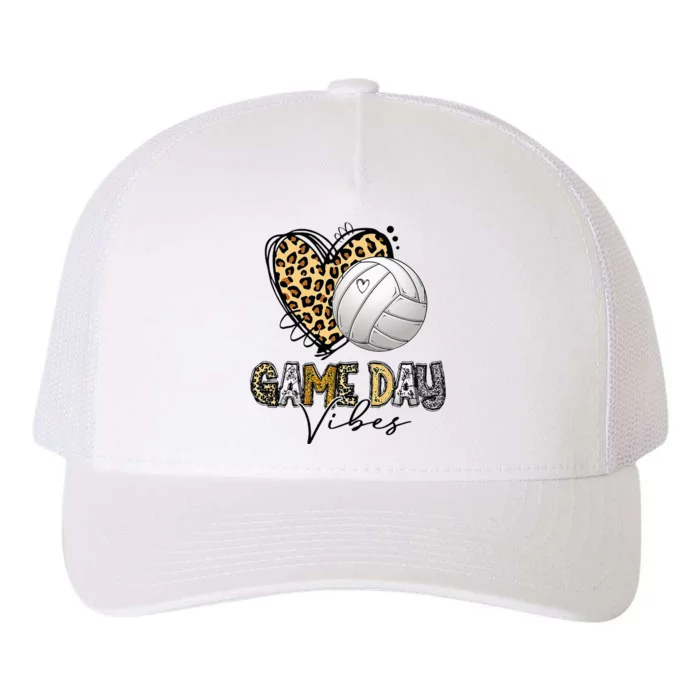 Bleached Volleyball Game Day Vibes Volleyball Mom Leopard Yupoong Adult 5-Panel Trucker Hat