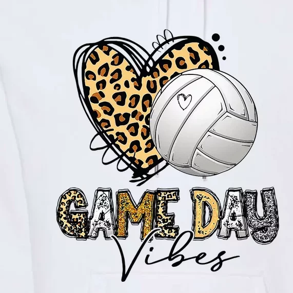 Bleached Volleyball Game Day Vibes Volleyball Mom Leopard Premium Hoodie