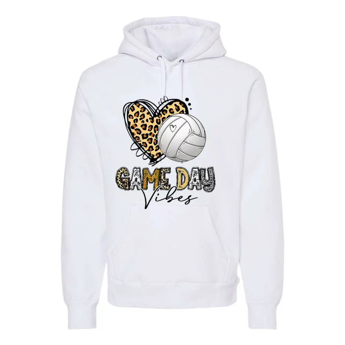 Bleached Volleyball Game Day Vibes Volleyball Mom Leopard Premium Hoodie