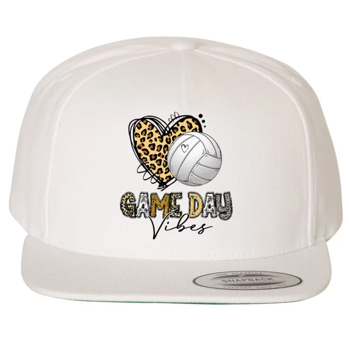 Bleached Volleyball Game Day Vibes Volleyball Mom Leopard Wool Snapback Cap