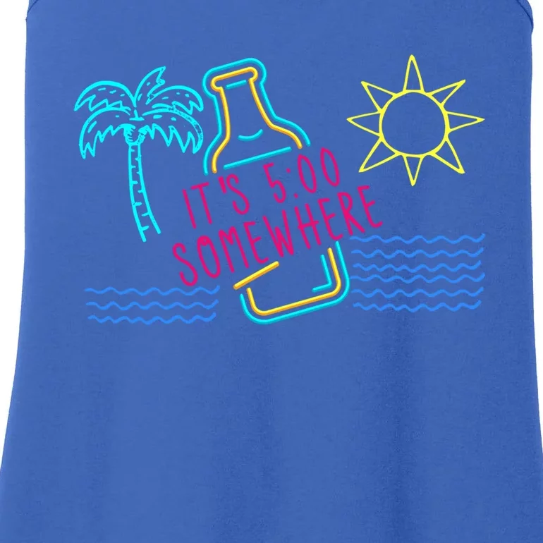 Beach Vacation Gift It's 5 O'clock Somewhere Gift Ladies Essential Tank