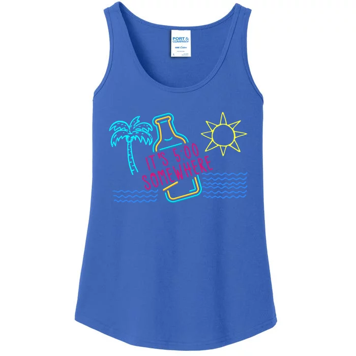 Beach Vacation Gift It's 5 O'clock Somewhere Gift Ladies Essential Tank