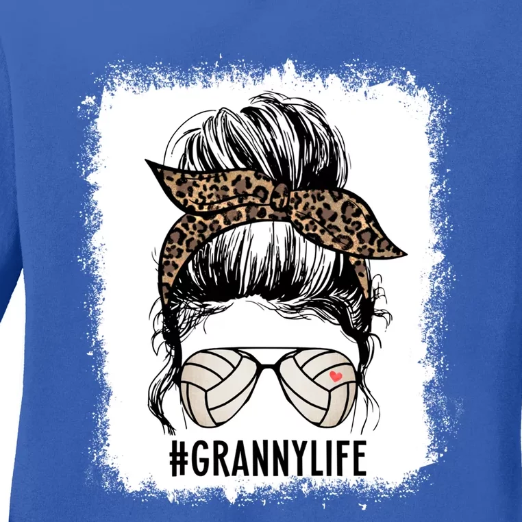 Bleached Volleyball Granny Messy Bun Granny Life Mothers Day Gift Ladies Long Sleeve Shirt