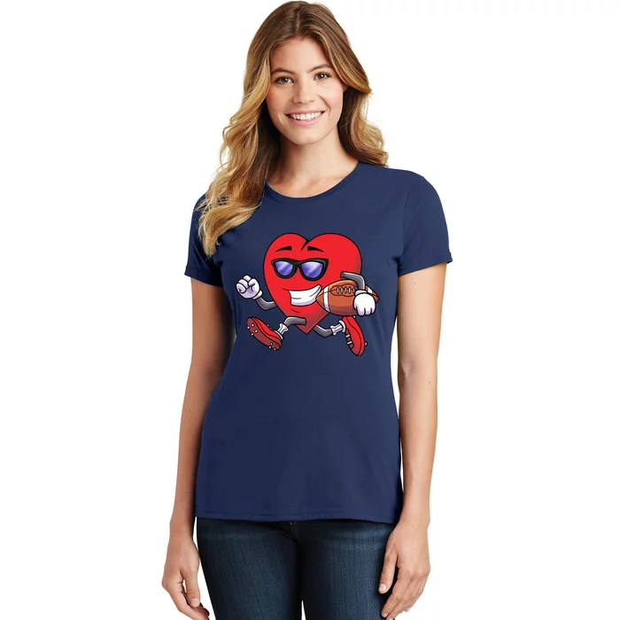 Boy Valentines Heart Football Player Soccer Lover Gift Women's T-Shirt