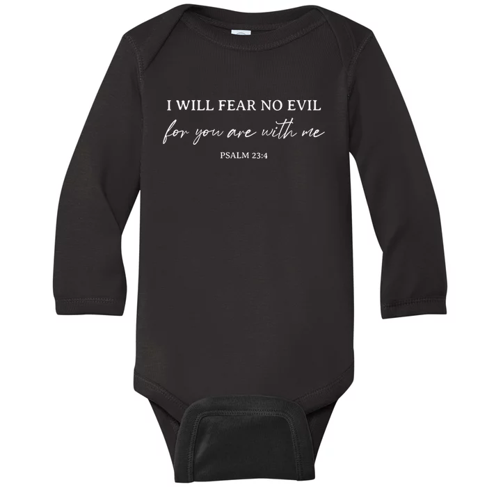 Bible Verse I Will Fear No Evil You Are With Christian Baby Long Sleeve Bodysuit