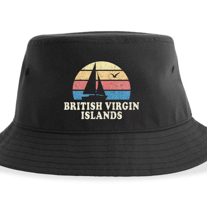 British Virgin Islands Vintage Sailboat 70s Sustainable Bucket Hat