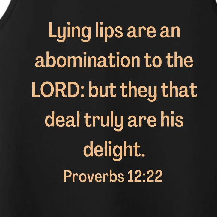 Bible Verse Lying Lips Proverbs 12 22 Performance Tank