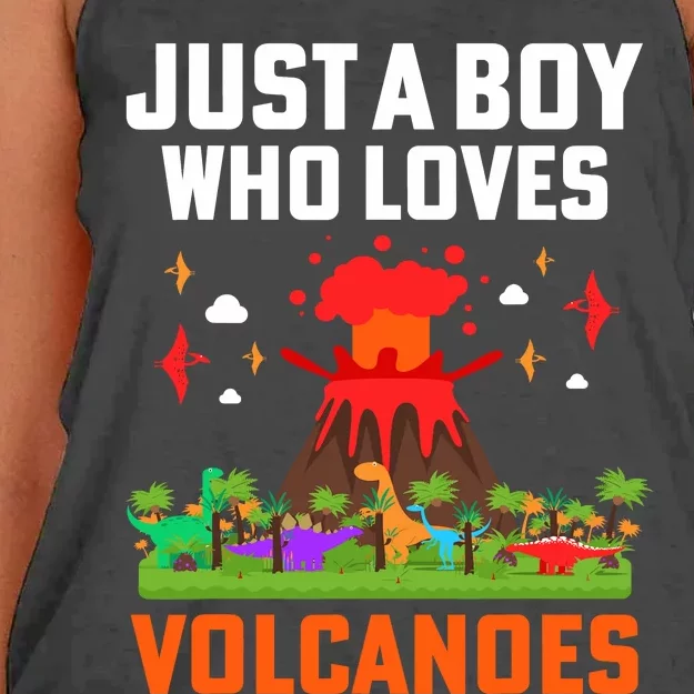 Boy Volcano Magma Eruption Geology Women's Knotted Racerback Tank