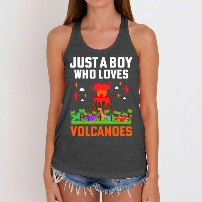 Boy Volcano Magma Eruption Geology Women's Knotted Racerback Tank