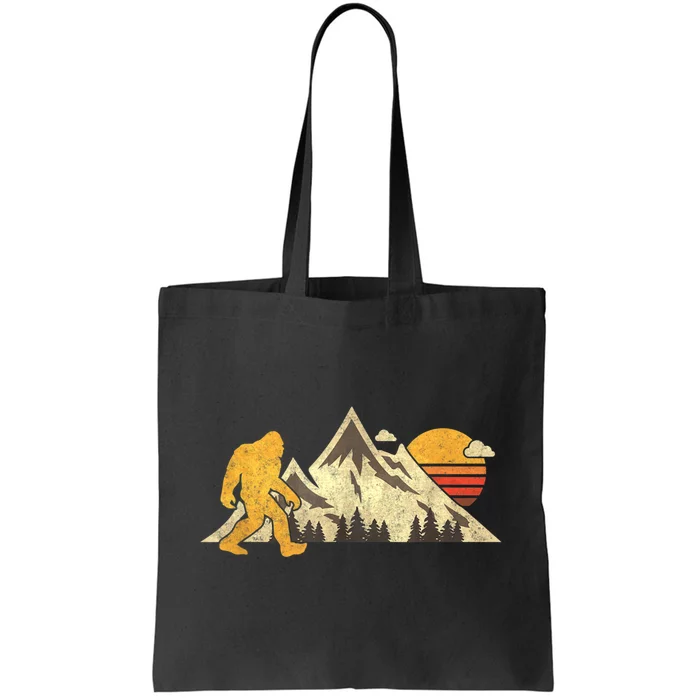 Bigfoot Vintage Mountain Sun Sasquatch Camping Camper Tote Bag