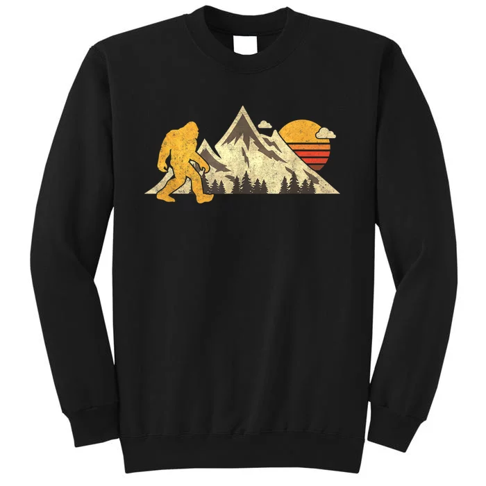 Bigfoot Vintage Mountain Sun Sasquatch Camping Camper Tall Sweatshirt