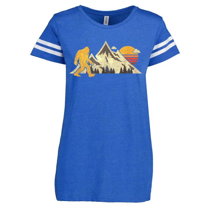 Bigfoot Vintage Mountain Sun Sasquatch Camping Camper Enza Ladies Jersey Football T-Shirt