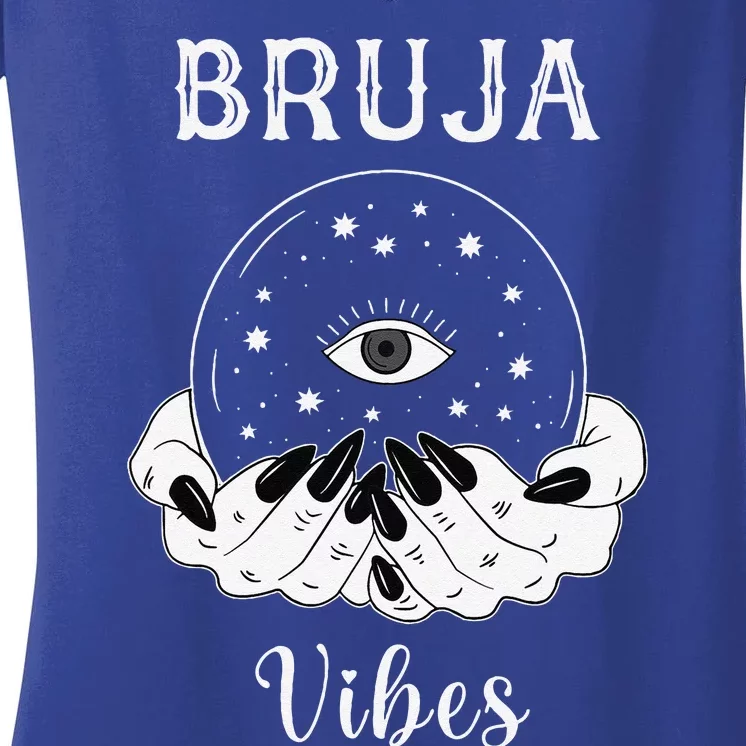 Bruja Vibes Mexican Dia De Muertos Halloween Bruja Women's V-Neck T-Shirt