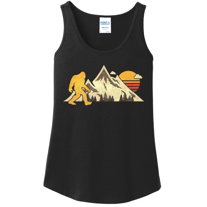 Bigfoot Vintage Mountain Sun Sasquatch Camping Hiking Ladies Essential Tank