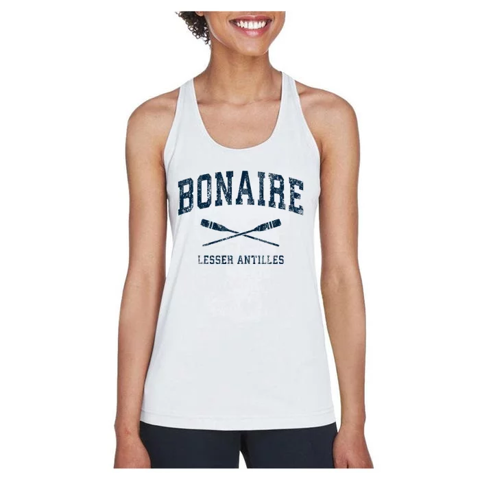 Bonaire Vintage Nautical Paddles Sports Oars Women's Racerback Tank