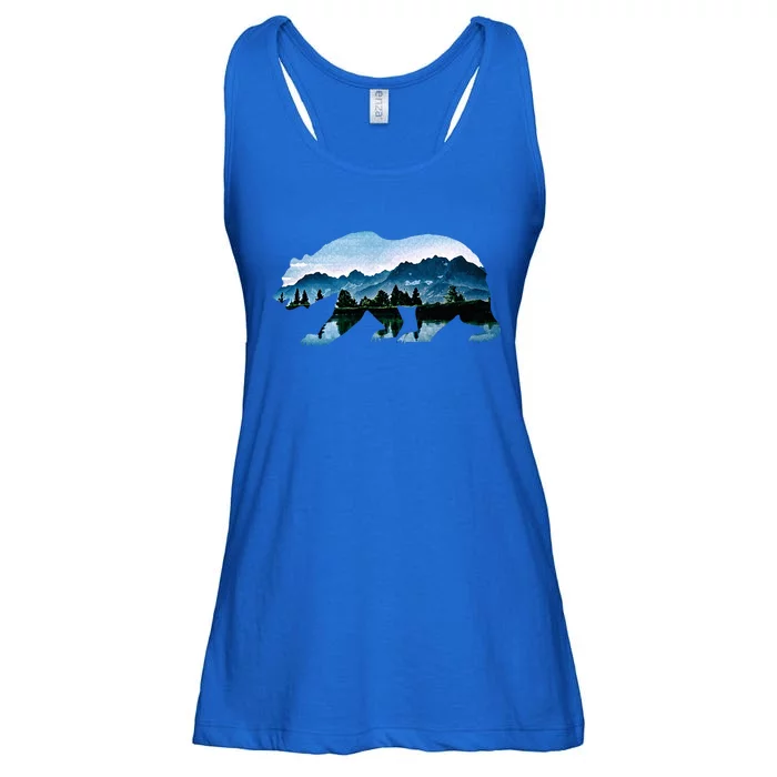 Bear Vintage National Park Bear Wildlife Mountains Ladies Essential Flowy Tank