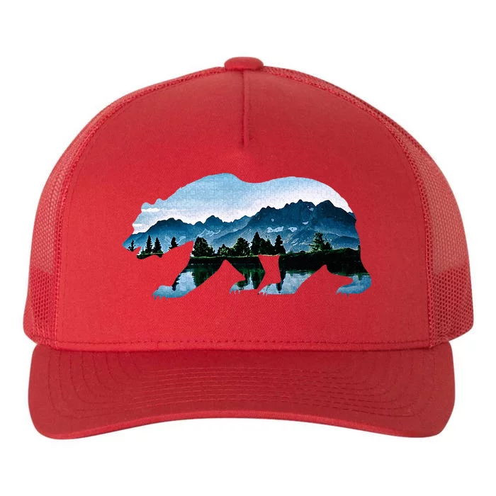 Bear Vintage National Park Bear Wildlife Mountains Yupoong Adult 5-Panel Trucker Hat