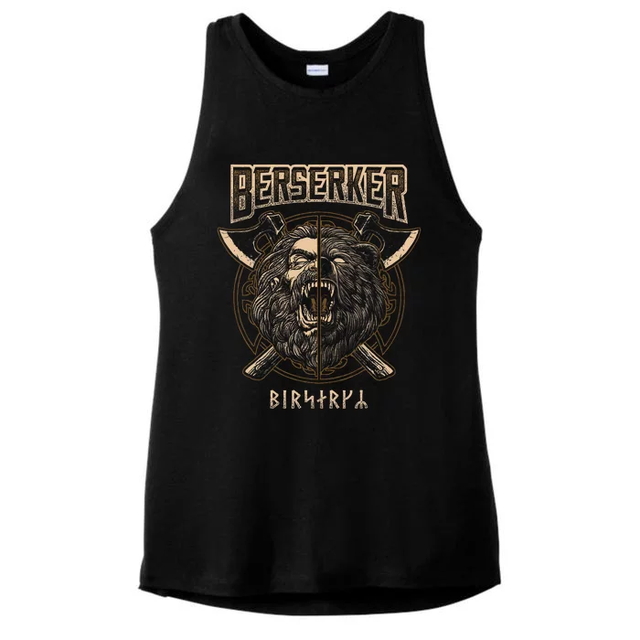 Berserker Viking Norse Pagan Bear Warrior Ladies Tri-Blend Wicking Tank