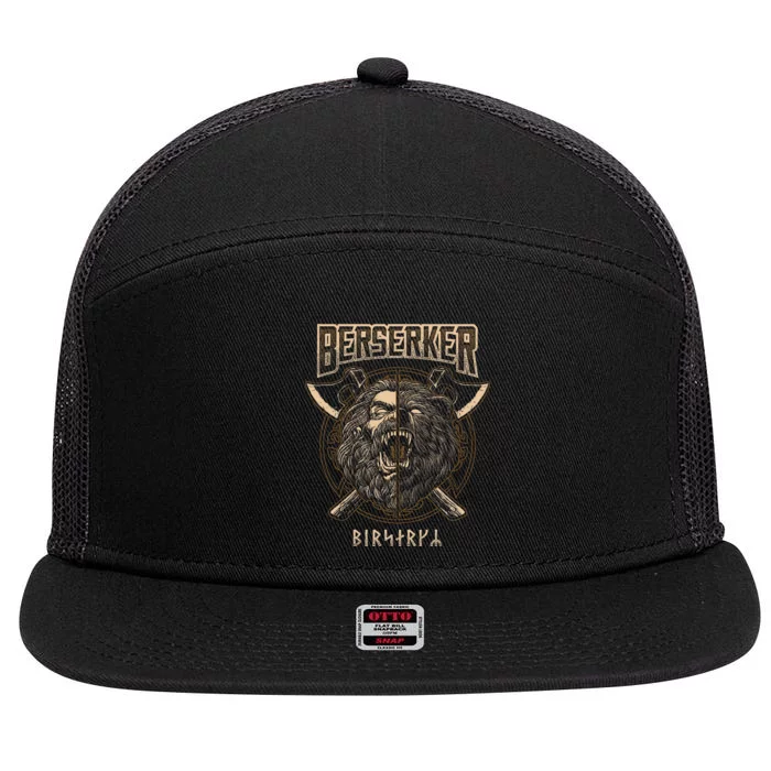 Berserker Viking Norse Pagan Bear Warrior 7 Panel Mesh Trucker Snapback Hat