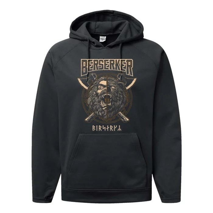 Berserker Viking Norse Pagan Bear Warrior Performance Fleece Hoodie