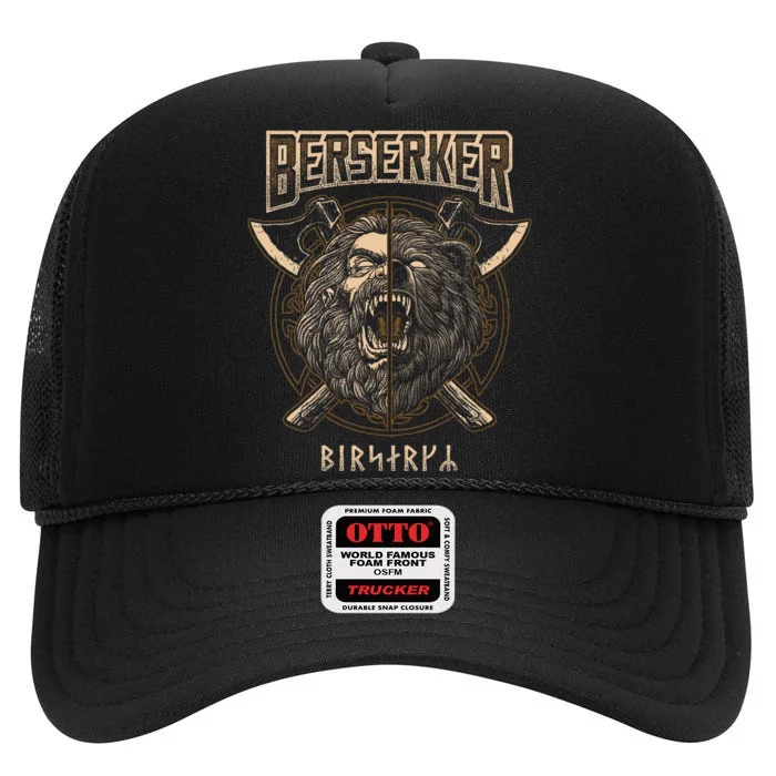 Berserker Viking Norse Pagan Bear Warrior High Crown Mesh Trucker Hat