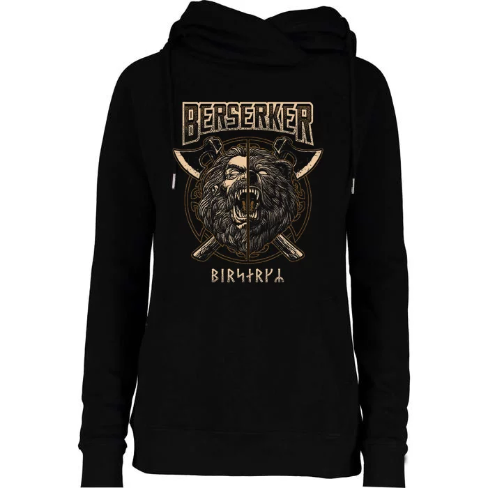 Berserker Viking Norse Pagan Bear Warrior Womens Funnel Neck Pullover Hood