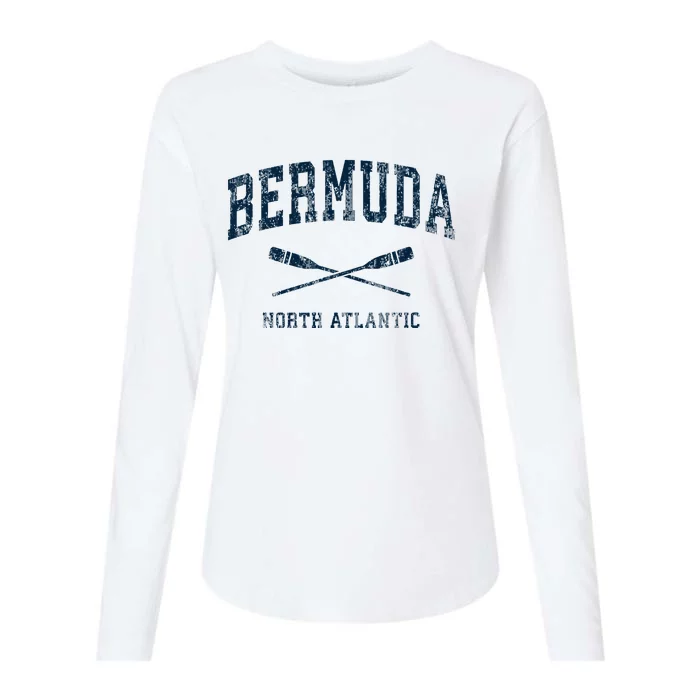 Bermuda Vintage Nautical Paddles Sports Oars Womens Cotton Relaxed Long Sleeve T-Shirt