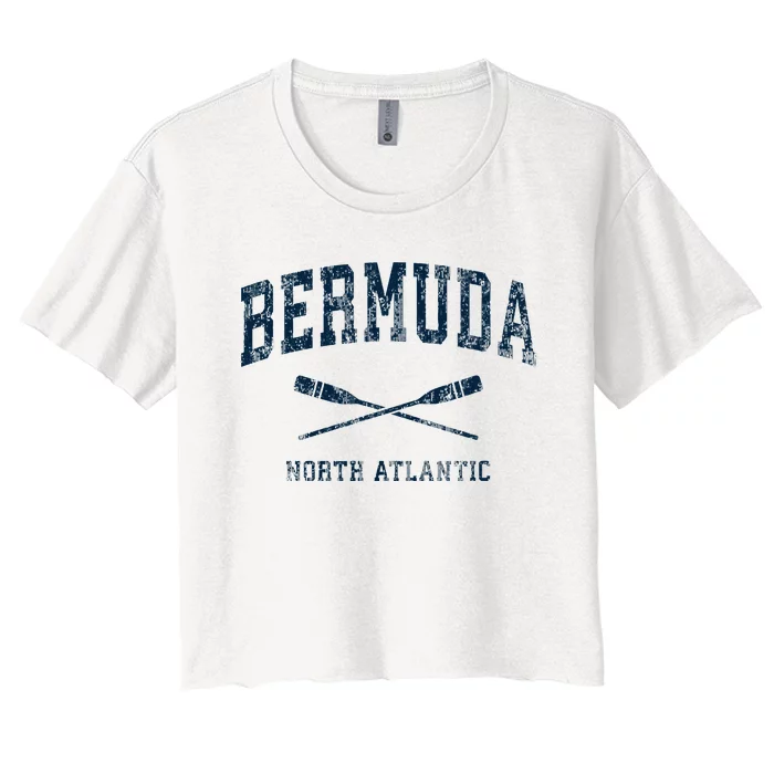 Bermuda Vintage Nautical Paddles Sports Oars Women's Crop Top Tee