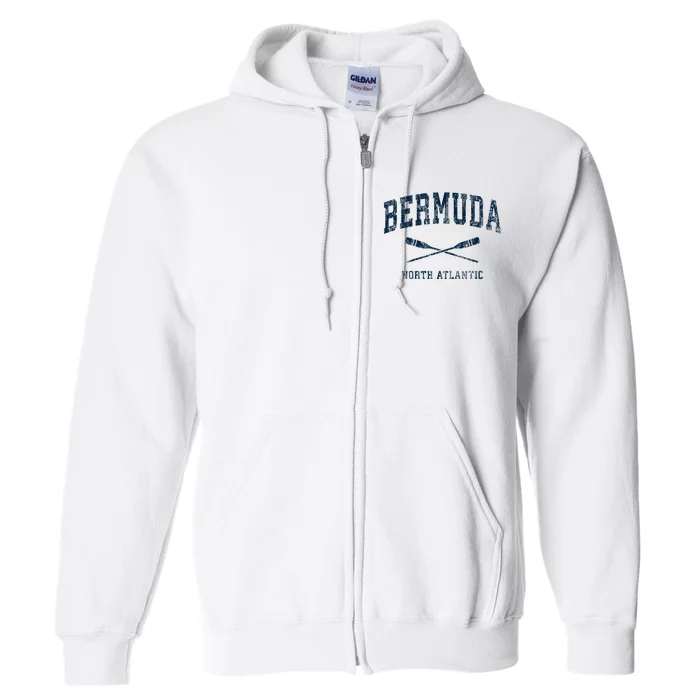 Bermuda Vintage Nautical Paddles Sports Oars Full Zip Hoodie