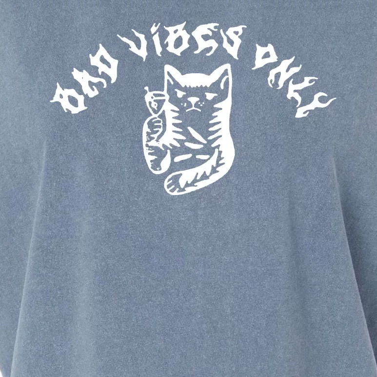 Bad Vibes Only Cat Drinking Rock Metal Style Garment-Dyed Women's Muscle Tee