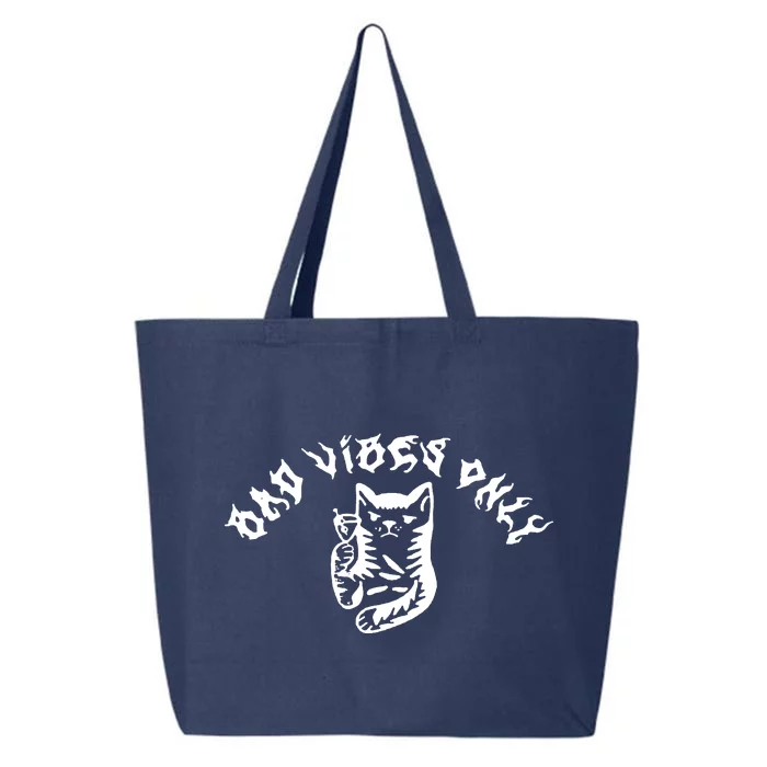 Bad Vibes Only Cat Drinking Rock Metal Style 25L Jumbo Tote