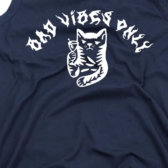 Bad Vibes Only Cat Drinking Rock Metal Style Tank Top