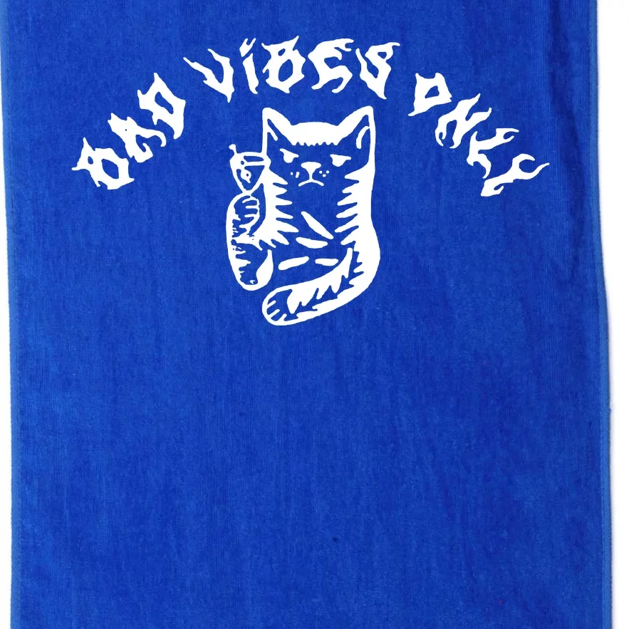 Bad Vibes Only Cat Drinking Rock Metal Style Platinum Collection Golf Towel