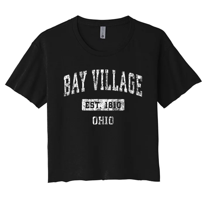 Bay Village Ohio Oh Vintage Sports Established Design Women's Crop Top Tee