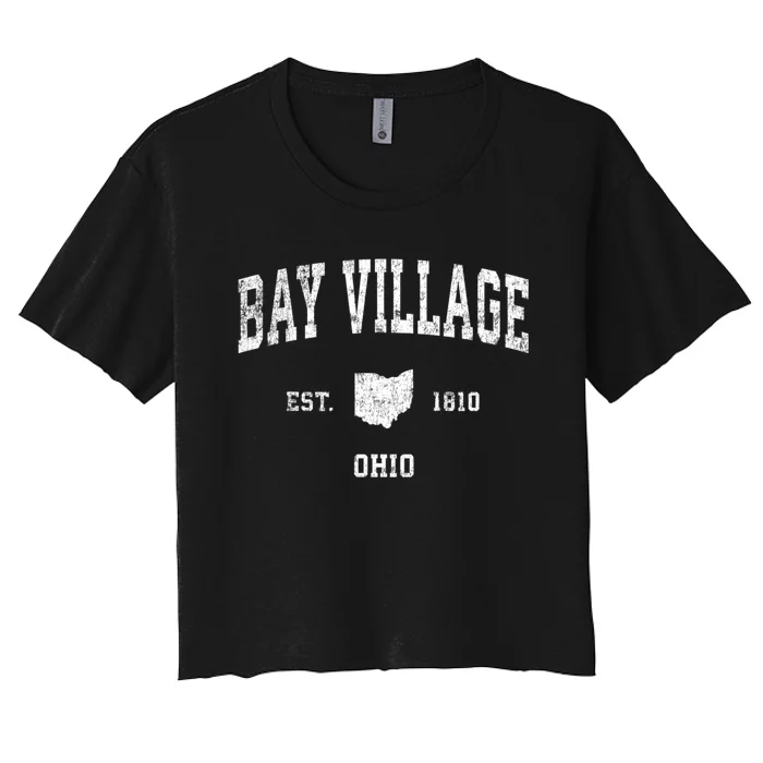 Bay Village Ohio Oh Vintage Athletic Sports Women's Crop Top Tee