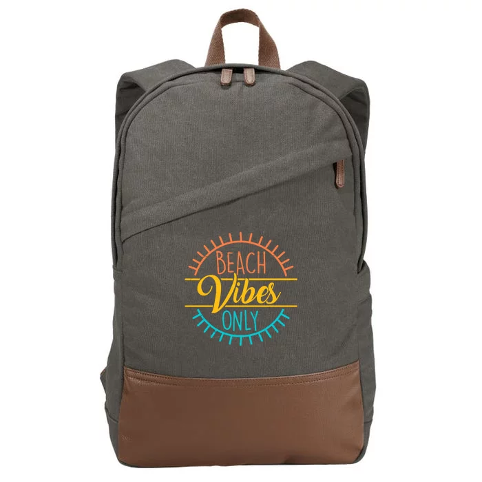 Beach Vibes Only Vacation Travel Cotton Canvas Backpack