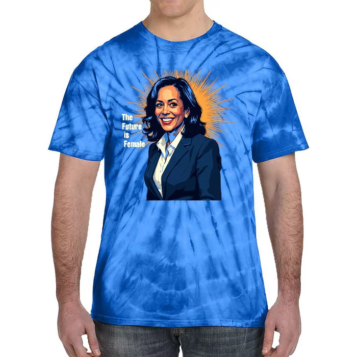 Bold Vibrant Portrait Of Kamala The Future Is Female Kamala Harris Portrait Tie-Dye T-Shirt