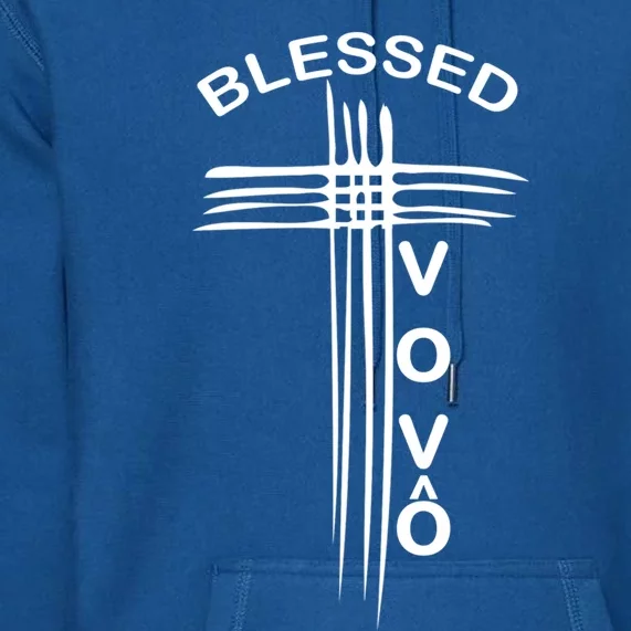 Blessed Vovo Portuguese Grandpa Christian Cross Gift Premium Hoodie