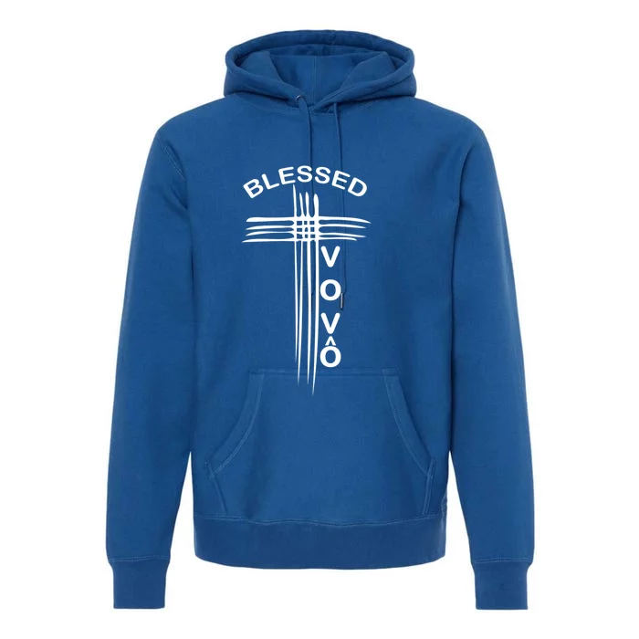 Blessed Vovo Portuguese Grandpa Christian Cross Gift Premium Hoodie